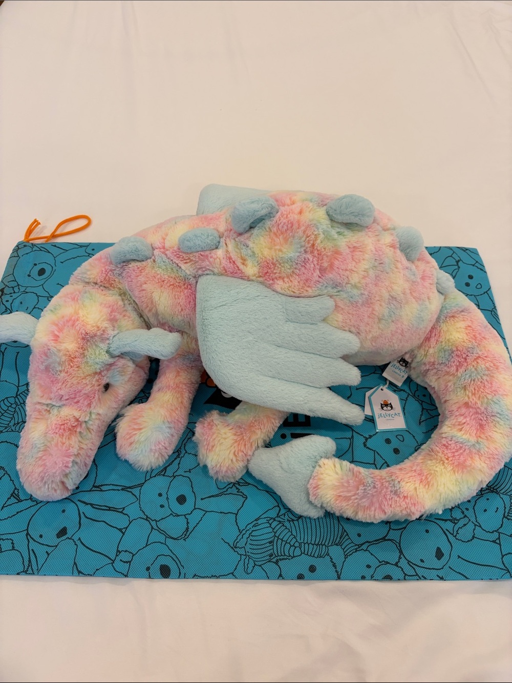 Authentic Jellycat Huge Lazulia Dragon Rainbow NWT